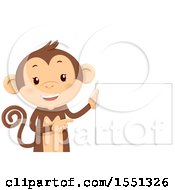 Poster, Art Print Of Monkey Mascot Holding A Blank Sign