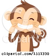 Poster, Art Print Of Monkey Mascot Holding Up His Mouth In A Smile