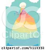 Poster, Art Print Of Happy Senior Woman Crocheting A Rainbow Scarf
