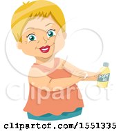 Clipart Of A Happy Senior Woman Applying Sun Block Royalty Free Vector Illustration by BNP Design Studio