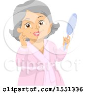 Clipart Of A Happy Senior Woman Holding A Mirror Royalty Free Vector Illustration