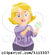 Clipart Of A Happy Senior Woman Holding An Id Card Royalty Free Vector Illustration by BNP Design Studio