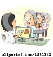 Poster, Art Print Of Line Of Senior Citizens At A Store