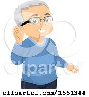 Clipart Of A Senior Man Cupping His Ear To Hear Royalty Free Vector Illustration