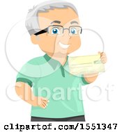 Poster, Art Print Of Senior Man Holding A Pension Check