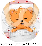 Clipart Of A Ginger Cat Enjoying A Massage At A Spa Royalty Free Vector Illustration by BNP Design Studio