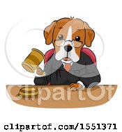 Judge Dog Mascot Banging A Gavel