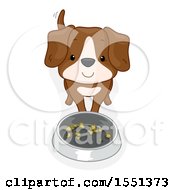 Poster, Art Print Of Happy Dog At His Pet Food Bowl