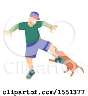 Poster, Art Print Of Dog Biting A Man On The Leg