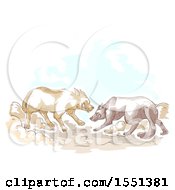 Clipart Of A Dog Fight Scene Royalty Free Vector Illustration