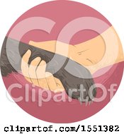Clipart Of A Dog Paw Resting In A Mans Hand Royalty Free Vector Illustration by BNP Design Studio