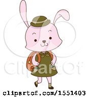 Poster, Art Print Of Pink Rabbit Scout Wearing A Backpack