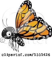 Clipart Of A Flying Monarch Butterfly Royalty Free Vector Illustration by BNP Design Studio