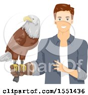 Poster, Art Print Of Man Wearing A Falconry Glove An American Eagle On His Arm