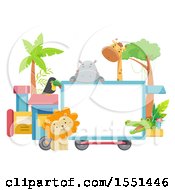 Poster, Art Print Of Train With A Blank Sign And Zoo Animals