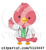 Clipart Of A Pink Doctor Bird Mascot Royalty Free Vector Illustration