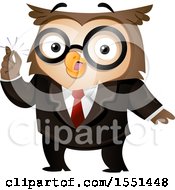 Clipart Of A Wise Owl Business Man Snapping His Fingers Royalty Free Vector Illustration by BNP Design Studio