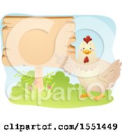 Poster, Art Print Of Chicken Presenting A Blank Sign