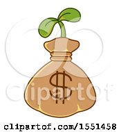 Poster, Art Print Of Dollar Money Bag With A Seedling Plant