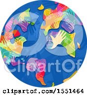 Poster, Art Print Of Globe With Colorful Hand Continents