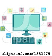 Poster, Art Print Of Blank Computer Screen With Dewey Decimal Icons