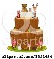Woodland Themed Cake With Forest Animals And A Sign