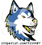Poster, Art Print Of Blue Siberian Husky Dog Mascot Head