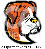 Clipart Of A Boxer Dog Mascot Head Royalty Free Vector Illustration
