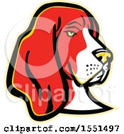 Poster, Art Print Of Basset Hound Dog Mascot Head