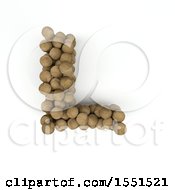 Poster, Art Print Of 3d Wood Sphere Capital Letter L On A White Background