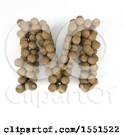 Poster, Art Print Of 3d Wood Sphere Capital Letter M On A White Background
