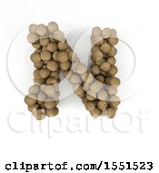 Poster, Art Print Of 3d Wood Sphere Capital Letter N On A White Background