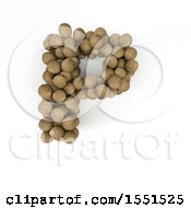 3d Wood Sphere Capital Letter P On A White Background