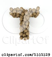 Poster, Art Print Of 3d Wood Sphere Capital Letter T On A White Background