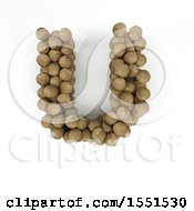 3d Wood Sphere Capital Letter U On A White Background