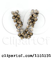 3d Wood Sphere Capital Letter V On A White Background