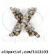 Poster, Art Print Of 3d Wood Sphere Capital Letter X On A White Background