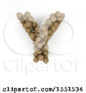 Poster, Art Print Of 3d Wood Sphere Capital Letter Y On A White Background