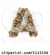 3d Wood Sphere Capital Letter A On A White Background
