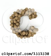 3d Wood Sphere Capital Letter C On A White Background