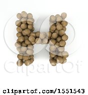 3d Wood Sphere Capital Letter H On A White Background