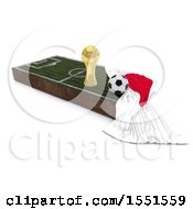 Clipart Of A 3d Soccer Ball Trophy Cup Japan Flag And Pitch On A Shaded Background Royalty Free Illustration