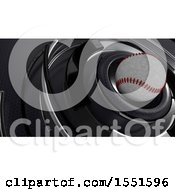 Clipart Of A 3d Baseball And Metal Background Royalty Free Illustration by KJ Pargeter