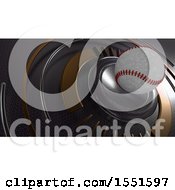 Clipart Of A 3d Baseball And Metal Background Royalty Free Illustration