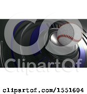 Clipart Of A 3d Baseball And Metal Background Royalty Free Illustration
