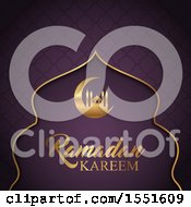 Clipart Of A Ramadan Kareem Greeting With A Mosque Royalty Free Vector Illustration