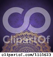 Poster, Art Print Of Golden Mandala On A Purple Pattern