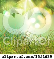 Clipart Of A 3d Green Leaves And Grasses Background Royalty Free Illustration