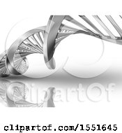 Clipart Of A 3d Silver Dna Strand And Reflection Royalty Free Illustration