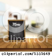 Clipart Of A Blackboard Menu On A Wood Counter Royalty Free Vector Illustration by KJ Pargeter